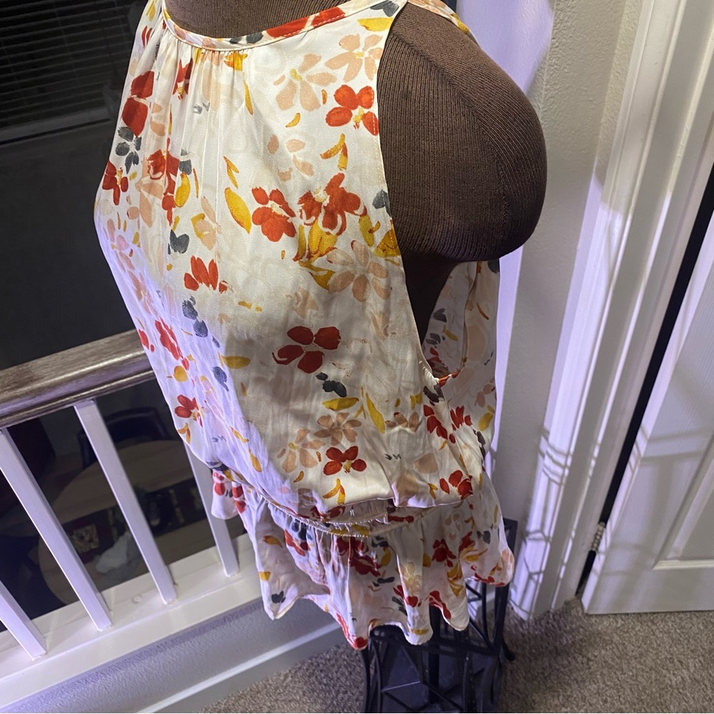Grade & Gather,‎ large, sleeveless women’s blouse, multiple tieback, floral